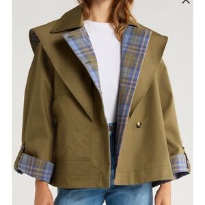 Damson Madder Jerry Reversible Crop Organic Cotton Trench Coat